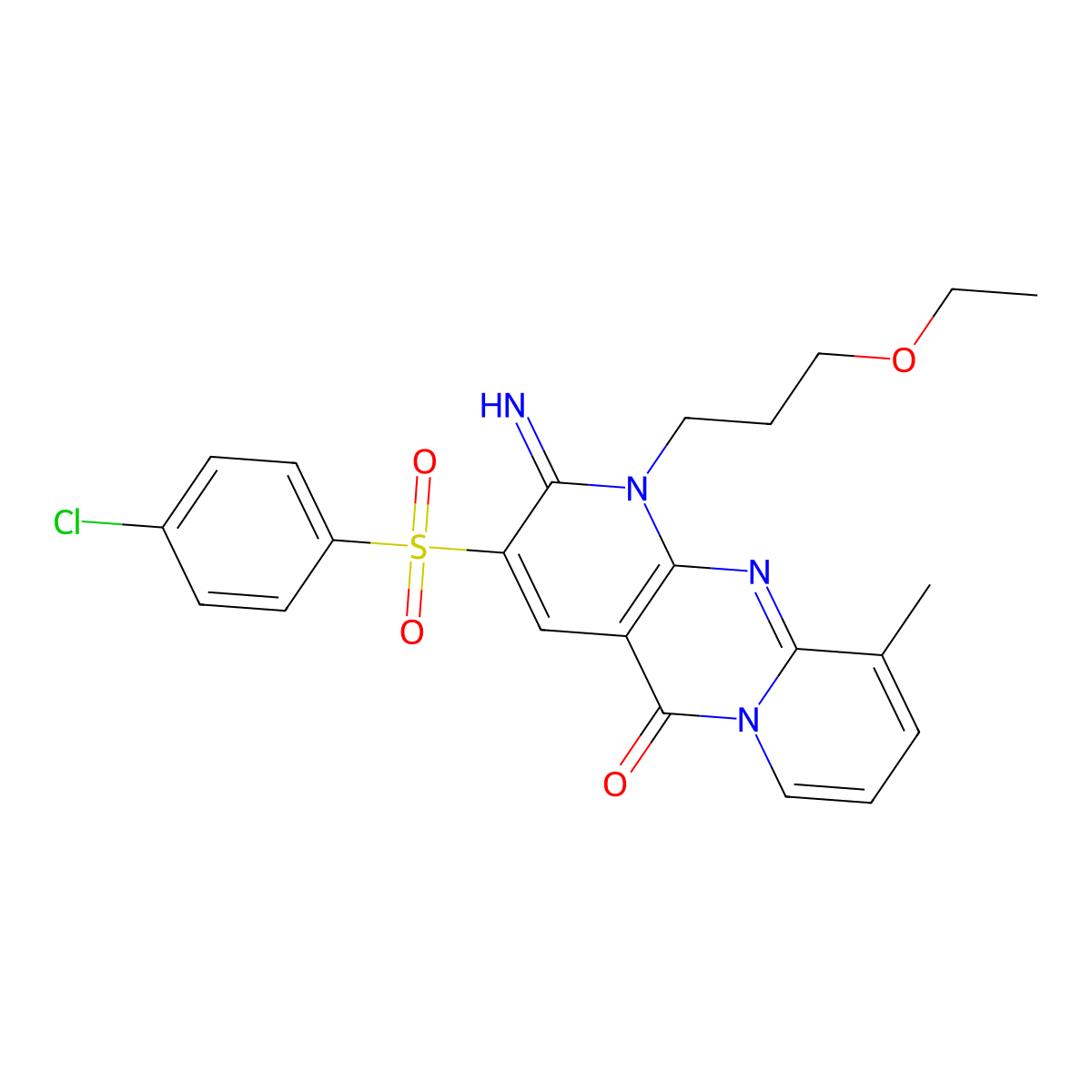 3-[(4-chlorophenyl)sulfonyl]-1-(3-ethoxypropyl)-2-imino-10-methyl-1,2-dihydro-5H-dipyrido[1,2-a:2',3'-d]pyrimidin-5-one molecular structure, CAS 606963-50-2