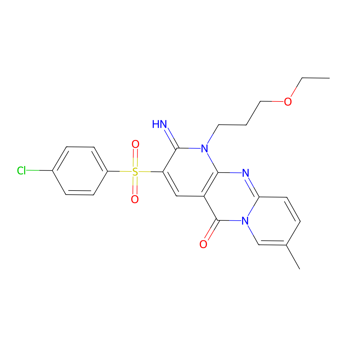 3-[(4-chlorophenyl)sulfonyl]-1-(3-ethoxypropyl)-2-imino-8-methyl-1,2-dihydro-5H-dipyrido[1,2-a:2,3-d]pyrimidin-5-one molecular structure, CAS 606963-61-5
