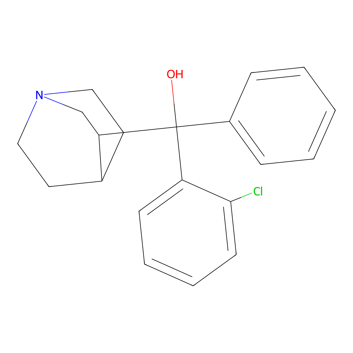 (1-Azabicyclo(2.2.2)octan-3-yl)(2-chlorophenyl)phenylmethanol molecular structure, CAS 60697-82-7