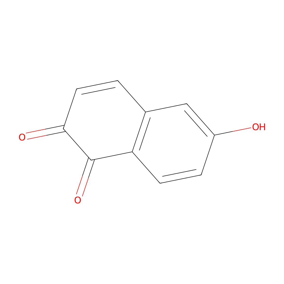 1,2-Naphthalenedione, 6-hydroxy- molecular structure, CAS 607-20-5