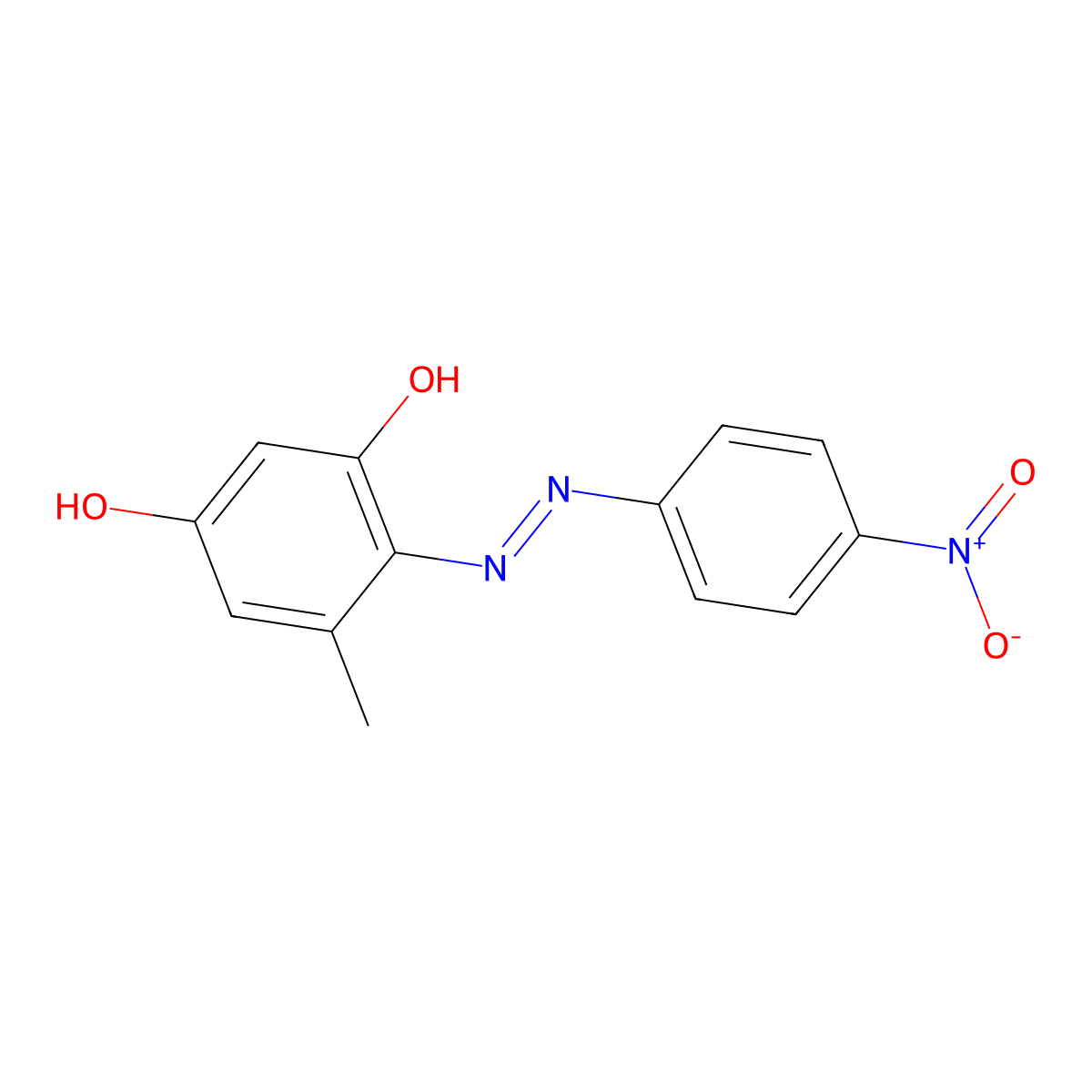 5-Methyl-4-(4-nitrophenylazo)resorcinol molecular structure, CAS 607-96-5