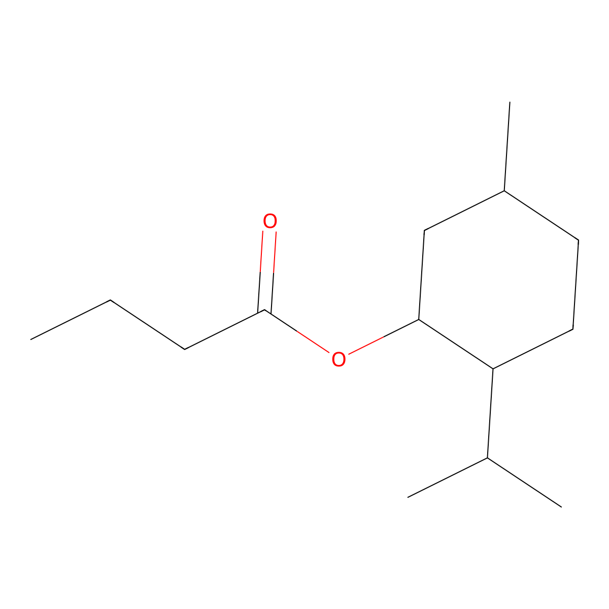 Menthyl butyrate molecular structure, CAS 6070-14-0