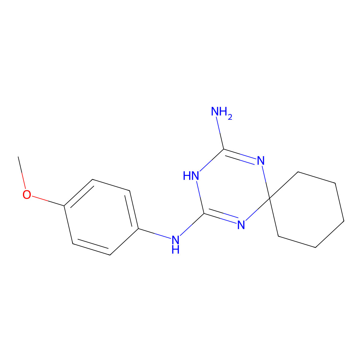 N4-(4-methoxyphenyl)-1,3,5-triazaspiro[5.5]undeca-1,4-diene-2,4-diamine molecular structure, CAS 6070-34-4