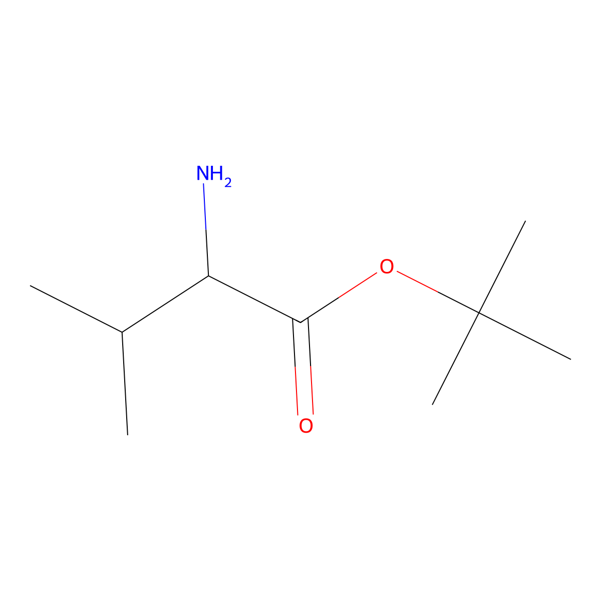 Tert-butyl 2-amino-3-methylbutanoate molecular structure, CAS 6070-59-3