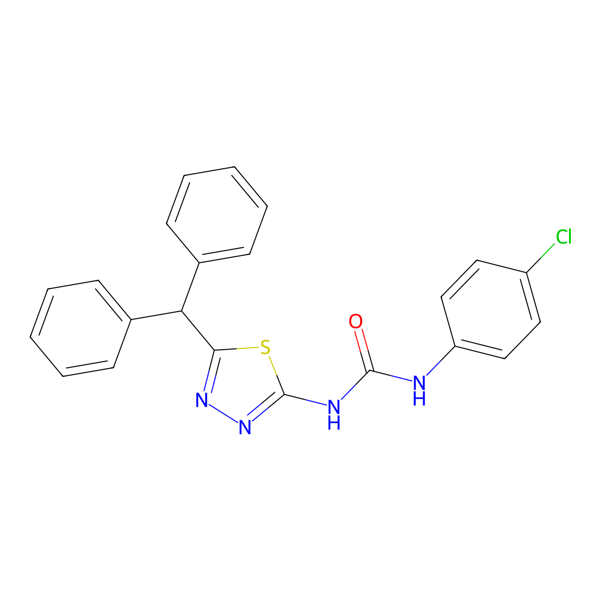 1-(5-Benzhydryl-1,3,4-thiadiazol-2-yl)-3-(4-chlorophenyl)urea molecular structure, CAS 6070-96-8