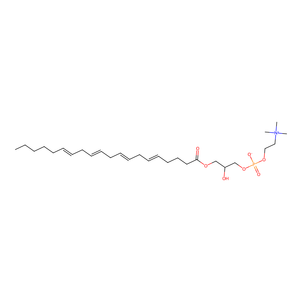 1-Arachidonoyl-sn-glycero-3-phosphocholine molecular structure, CAS 60701-99-7