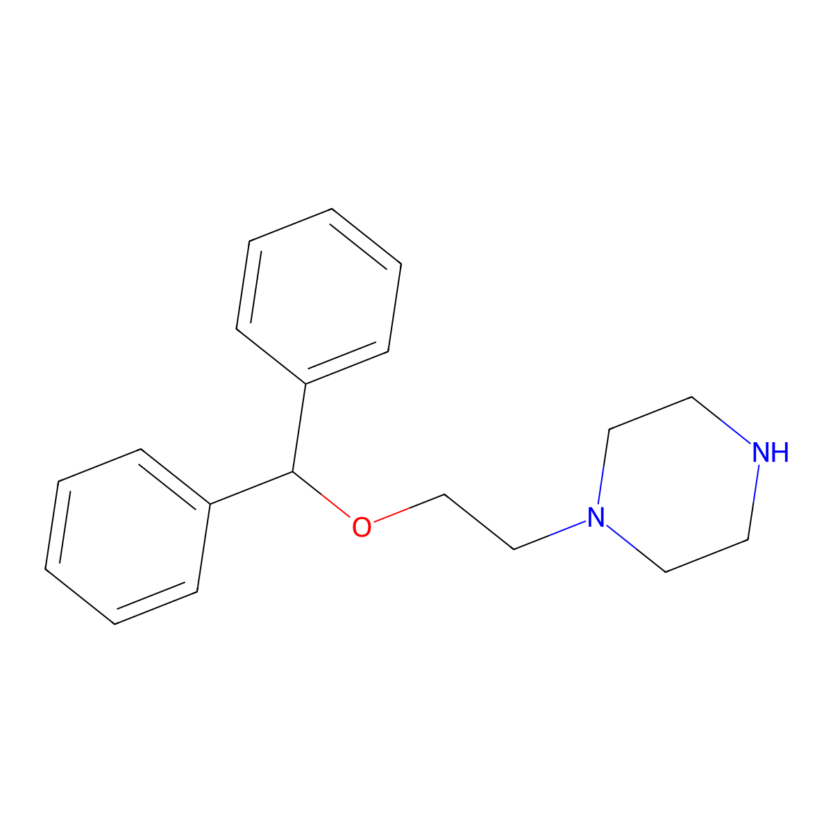1-[2-(Diphenylmethoxy)ethyl]piperazine molecular structure, CAS 60703-69-7