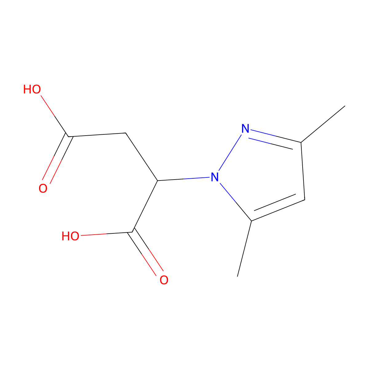 2-(3,5-dimethyl-1H-pyrazol-1-yl)succinic acid molecular structure, CAS 60706-58-3