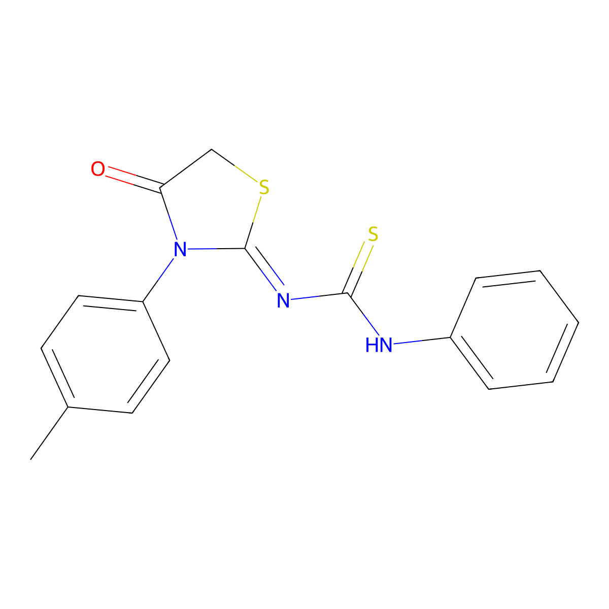 3-[3-(4-Methylphenyl)-4-oxo-1,3-thiazolidin-2-ylidene]-1-phenylthiourea molecular structure, CAS 60708-69-2