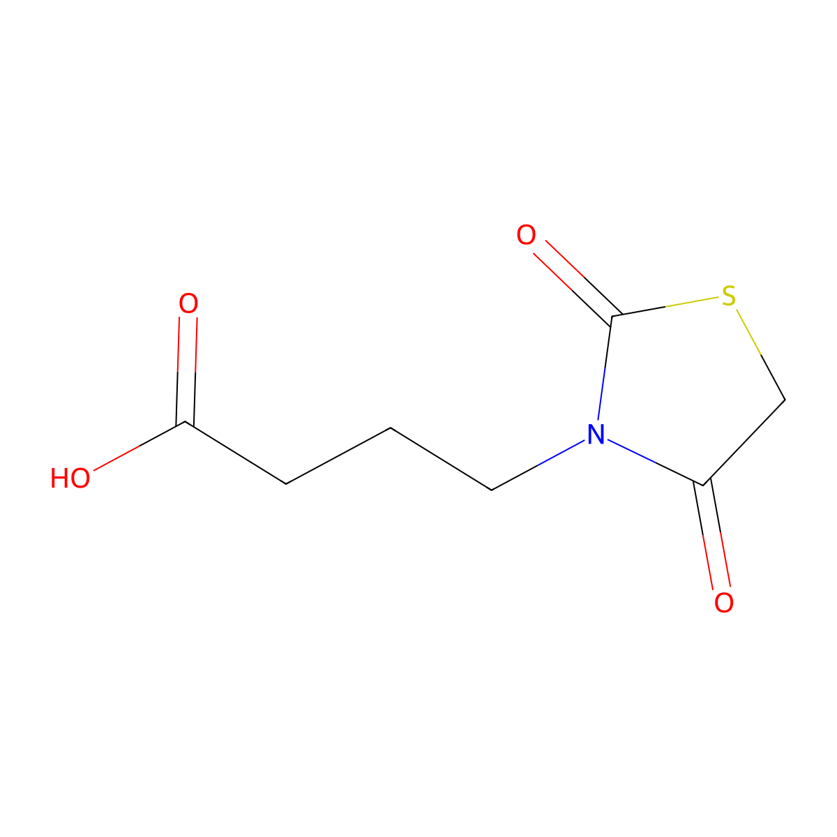 4-(2,4-Dioxothiazolidin-3-yl)butanoic acid molecular structure, CAS 60708-92-1