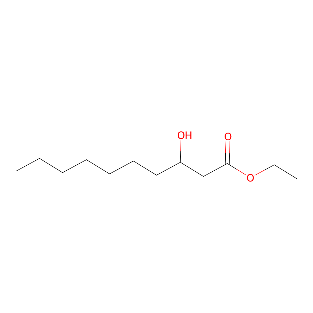 Ethyl 3-hydroxydecanoate molecular structure, CAS 6071-25-6