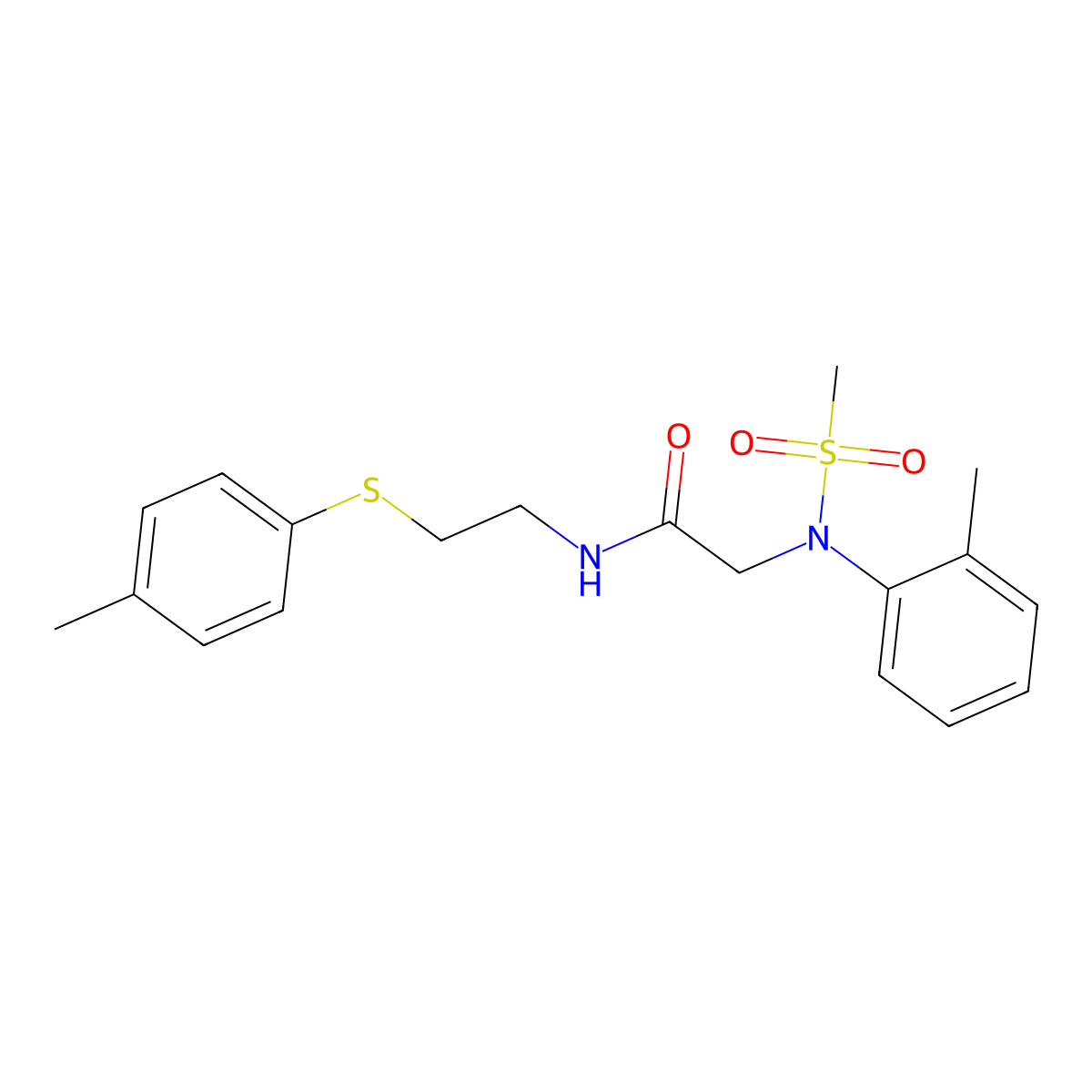 2-(2-methyl-N-methylsulfonylanilino)-N-[2-(4-methylphenyl)sulfanylethyl]acetamide molecular structure, CAS 6071-45-0