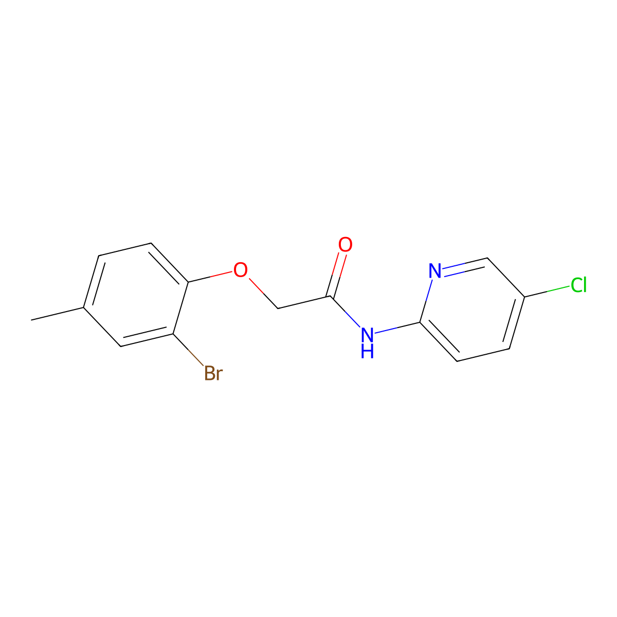 2-(2-bromo-4-methylphenoxy)-N-(5-chloropyridin-2-yl)acetamide molecular structure, CAS 6071-79-0