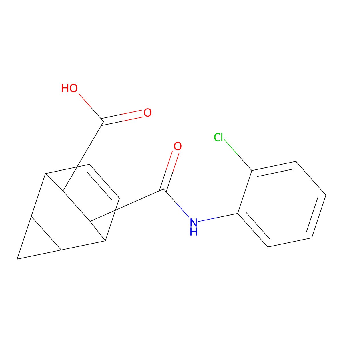 7-[(2-Chloroanilino)carbonyl]tricyclo[3.2.2.0~2,4~]non-8-ene-6-carboxylic acid molecular structure, CAS 6071-91-6