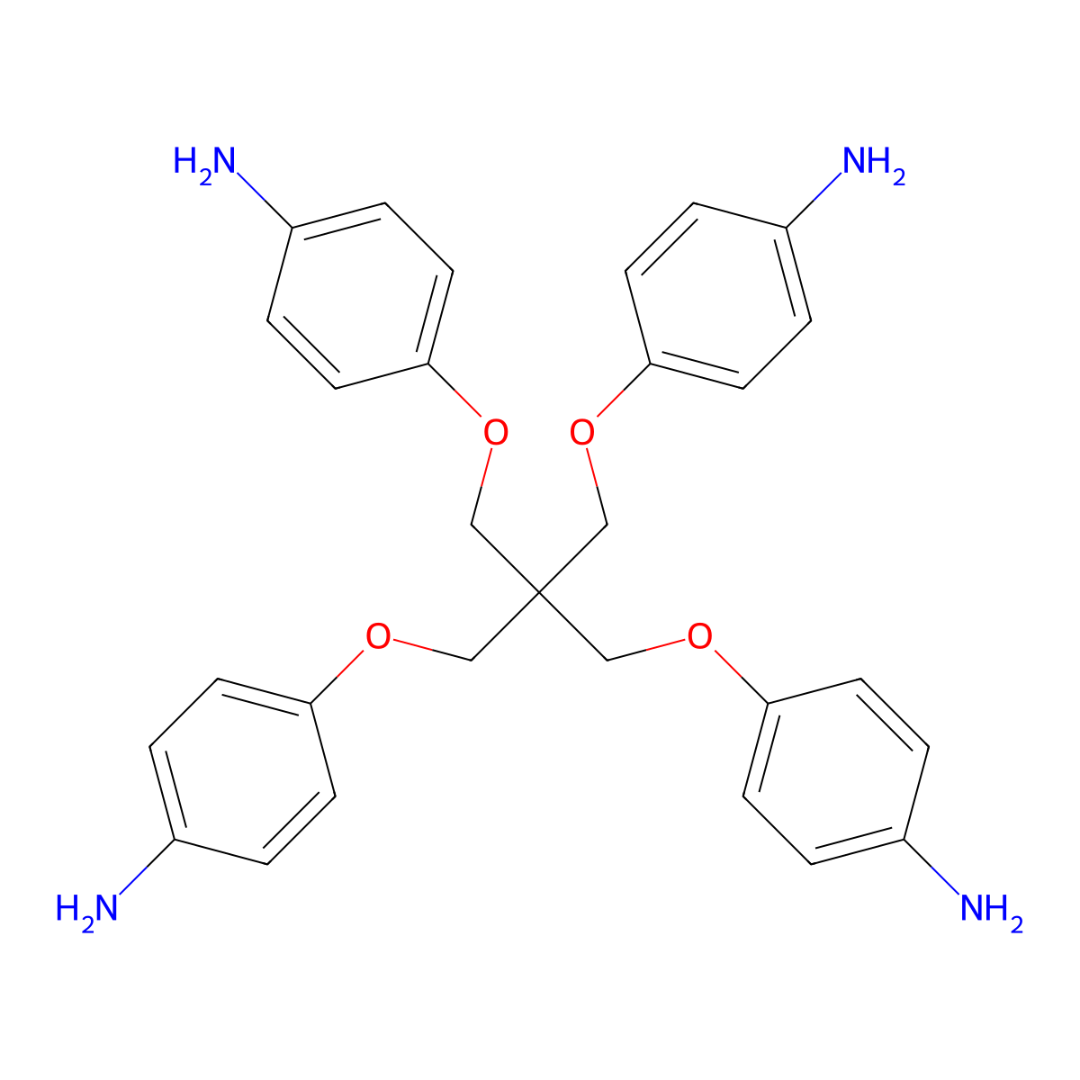 4,4'-((2,2-Bis((4-aminophenoxy)methyl)propane-1,3-diyl)bis(oxy))dianiline molecular structure, CAS 60713-81-7