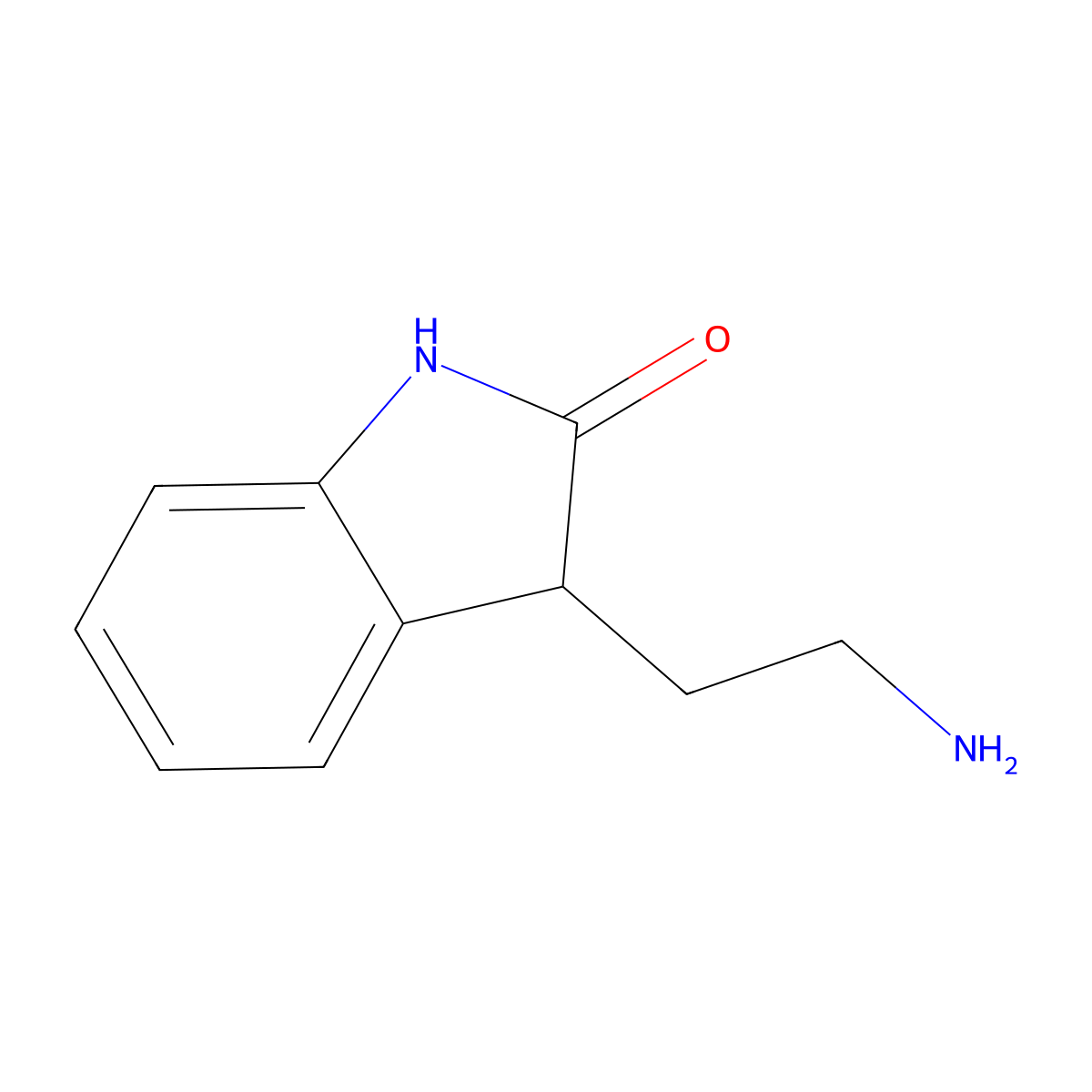 3-(2-aminoethyl)-1,3-dihydro-2H-indol-2-one molecular structure, CAS 60716-71-4
