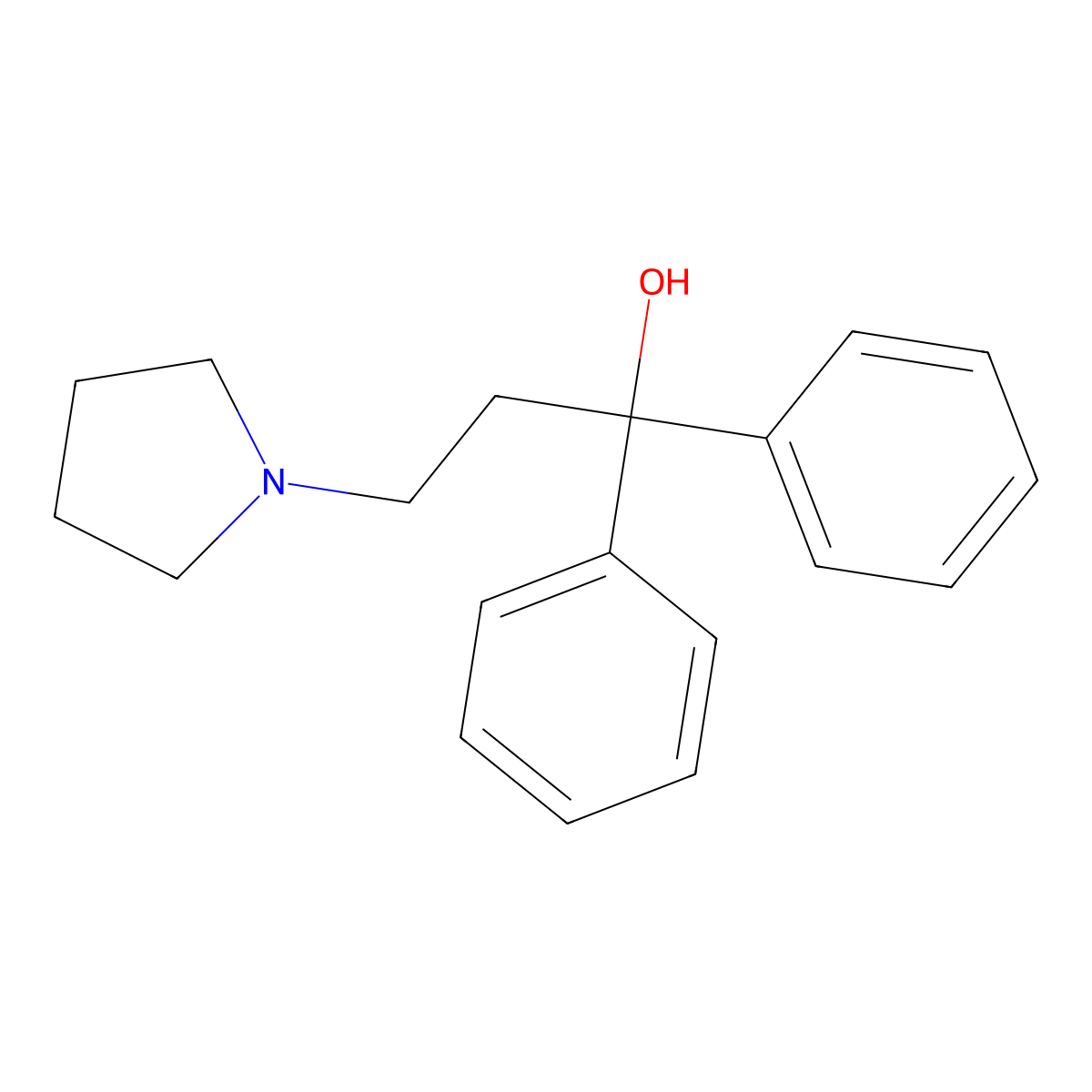 alpha,alpha-Diphenylpyrrolidine-1-propanol molecular structure, CAS 6072-22-6