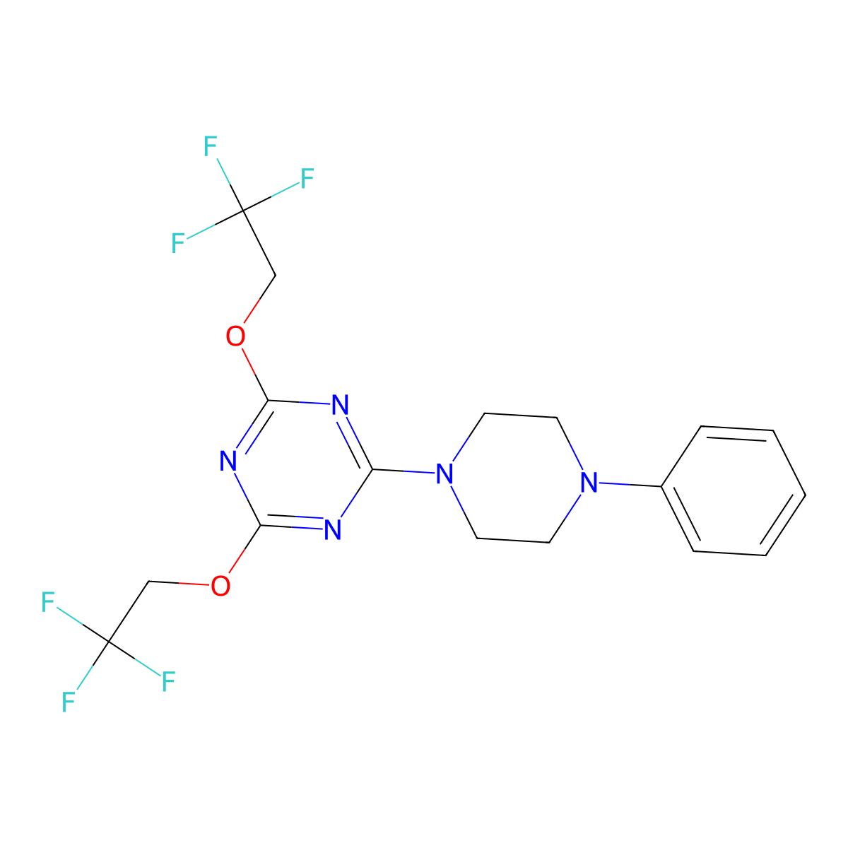 2-(4-Phenylpiperazin-1-yl)-4,6-bis(2,2,2-trifluoroethoxy)-1,3,5-triazine molecular structure, CAS 6072-37-3