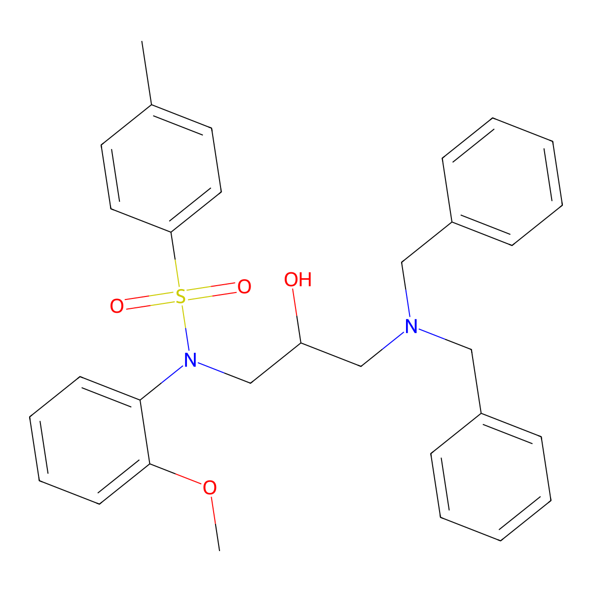 N-[3-(dibenzylamino)-2-hydroxypropyl]-N-(2-methoxyphenyl)-4-methylbenzenesulfonamide molecular structure, CAS 6072-42-0