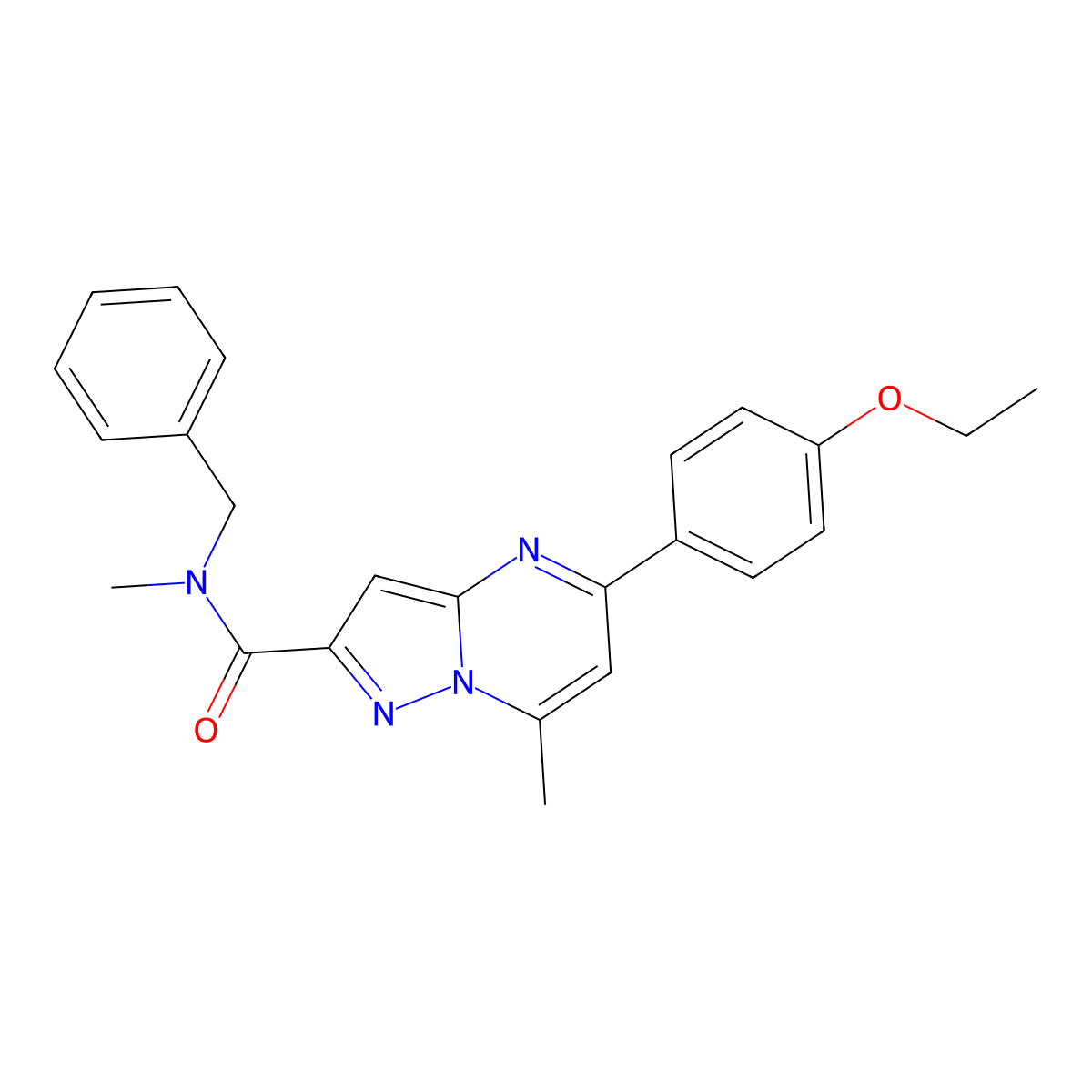 N-benzyl-5-(4-ethoxyphenyl)-N,7-dimethylpyrazolo[1,5-a]pyrimidine-2-carboxamide molecular structure, CAS 6072-71-5