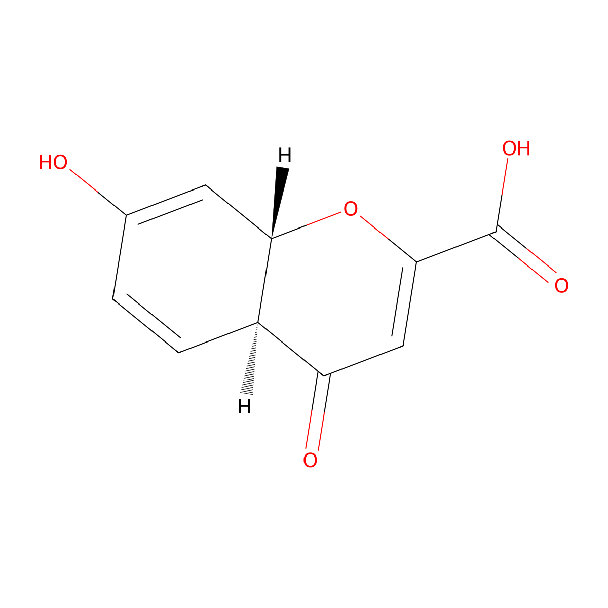 4H-1-Benzopyran-2-carboxylic acid, 4a,8a-dihydro-7-hydroxy-4-oxo-, (E)- molecular structure, CAS 60722-21-6