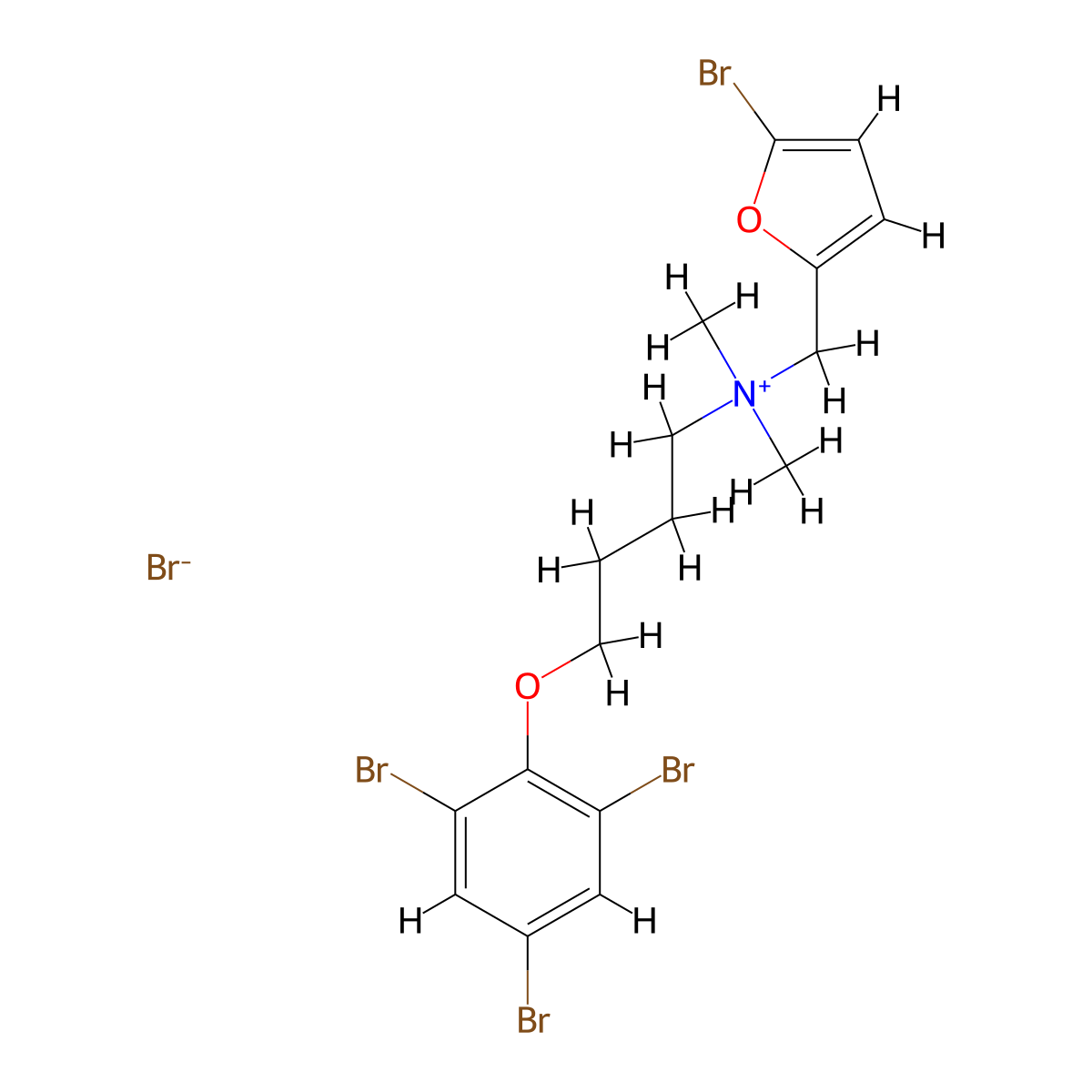 Ammonium, (5-bromo-2-furfuryl)dimethyl(4-(2,4,6-tribromophenoxy)butyl)-, bromide molecular structure, CAS 60723-98-0