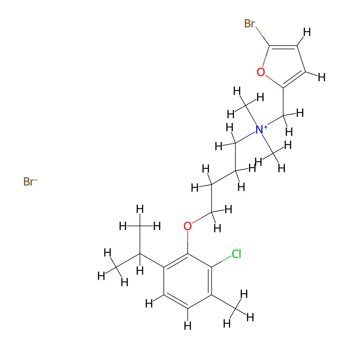 Ammonium, (5-bromo-2-furfuryl)(4-(6-chlorothymyloxy)butyl)dimethyl-, bromide molecular structure, CAS 60723-99-1