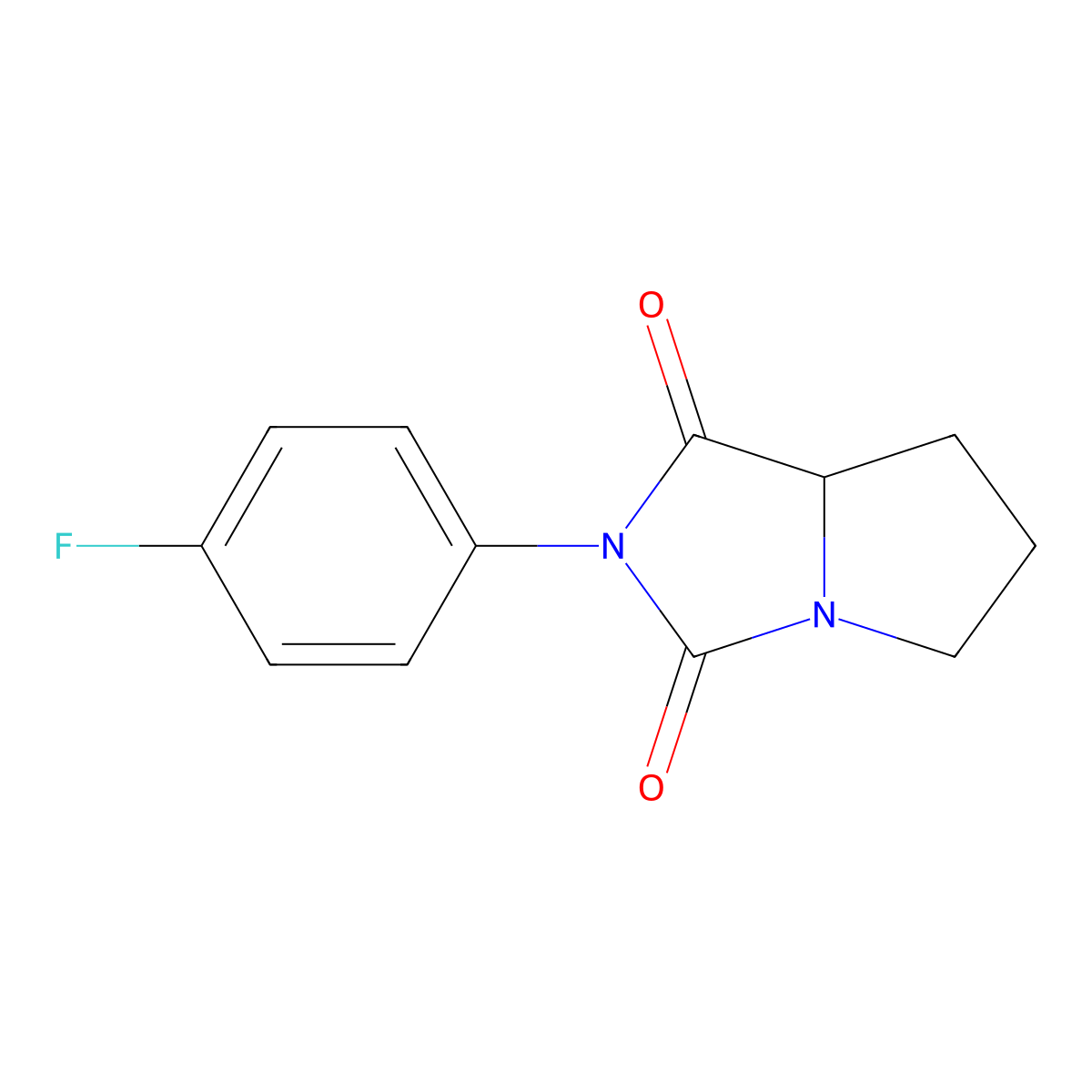 2-(4-fluorophenyl)-hexahydro-1H-pyrrolo[1,2-c]imidazolidine-1,3-dione molecular structure, CAS 60725-58-8
