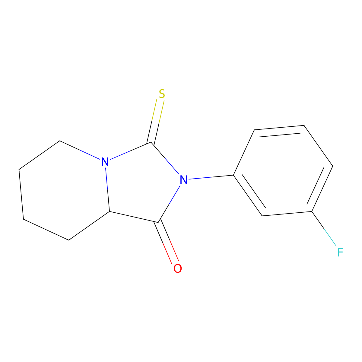 2-(3-Fluorophenyl)-3-thioxohexahydroimidazo[1,5-a]pyridin-1(5h)-one molecular structure, CAS 60725-91-9