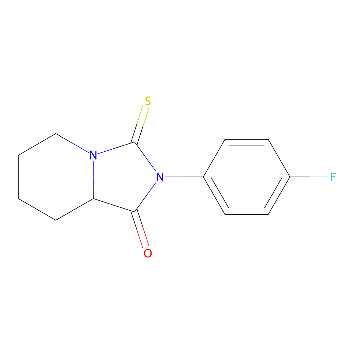 2-(4-Fluorophenyl)-3-thioxohexahydroimidazo[1,5-a]pyridin-1(5h)-one molecular structure, CAS 60725-97-5