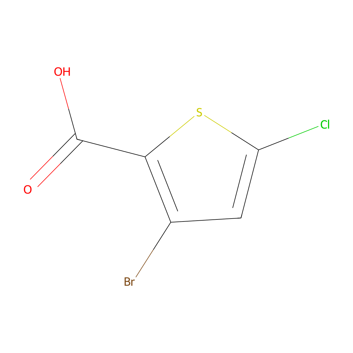 3-Bromo-5-chloro-2-thiophenecarboxylic acid molecular structure, CAS 60729-38-6
