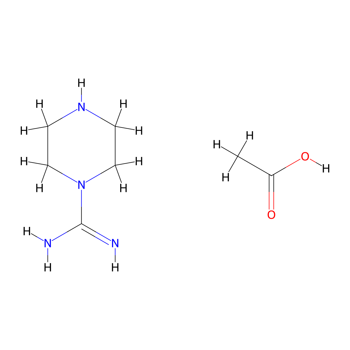 Piperazine-1-carboxamidinium acetate molecular structure, CAS 60729-88-6