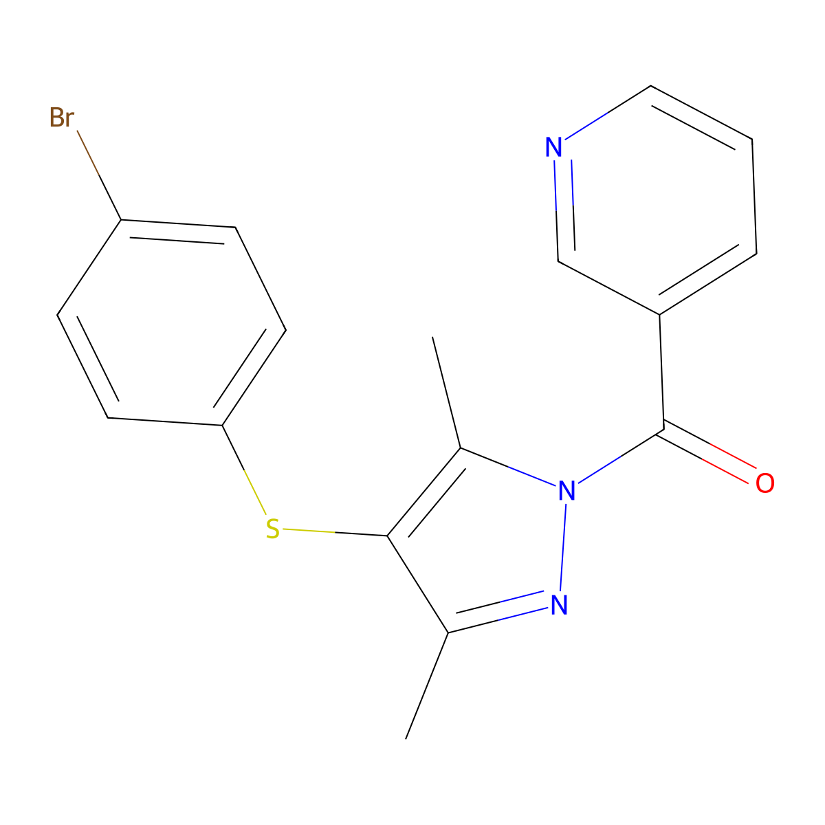 3-({4-[(4-bromophenyl)thio]-3,5-dimethyl-1H-pyrazol-1-yl}carbonyl)pyridine molecular structure, CAS 6073-04-7