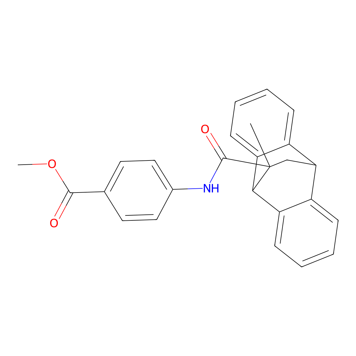Methyl 4-[(15-methyltetracyclo[6.6.2.02,7.09,14]hexadeca-2,4,6,9,11,13-hexaene-15-carbonyl)amino]benzoate molecular structure, CAS 6073-07-0