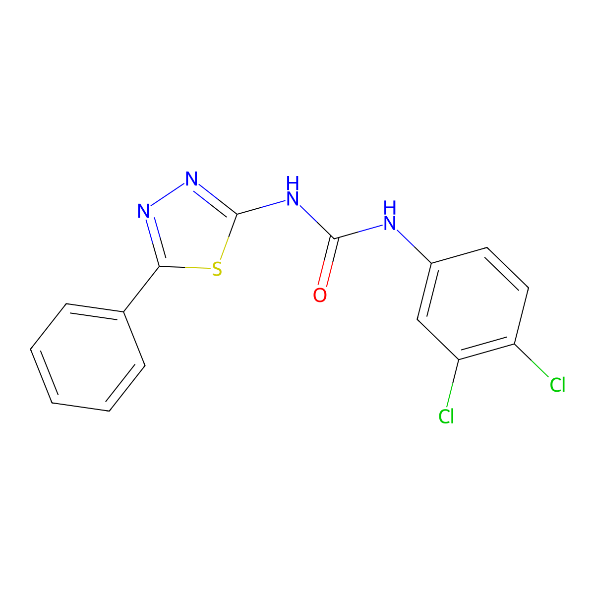 1-(3,4-Dichlorophenyl)-3-(5-phenyl-1,3,4-thiadiazol-2-yl)urea molecular structure, CAS 6073-08-1