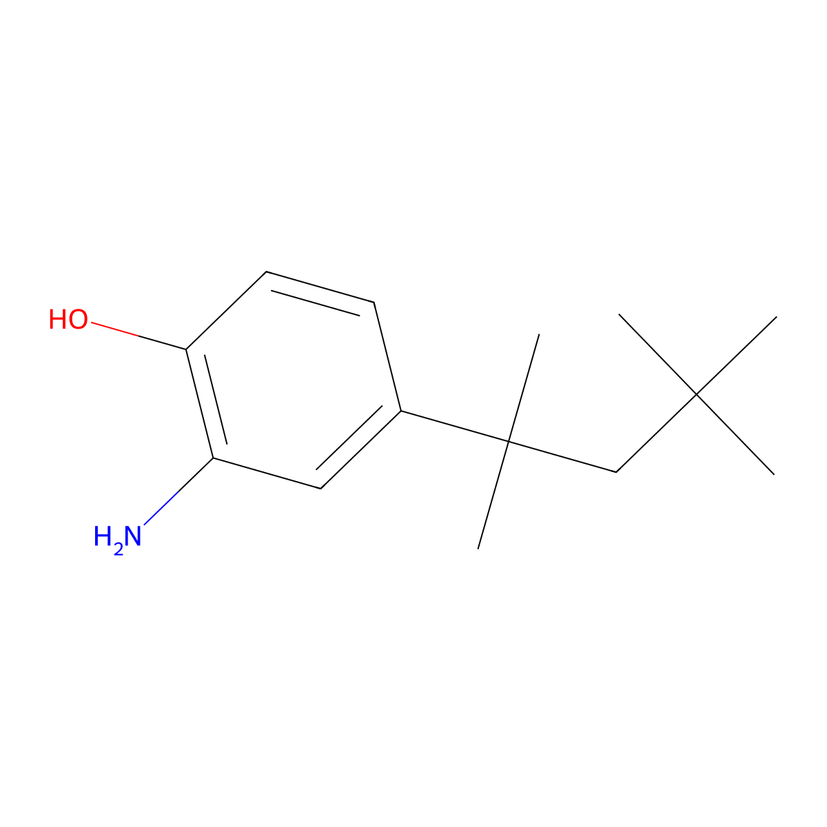 Phenol, 2-amino-4-(1,1,3,3-tetramethylbutyl)- molecular structure, CAS 6073-20-7