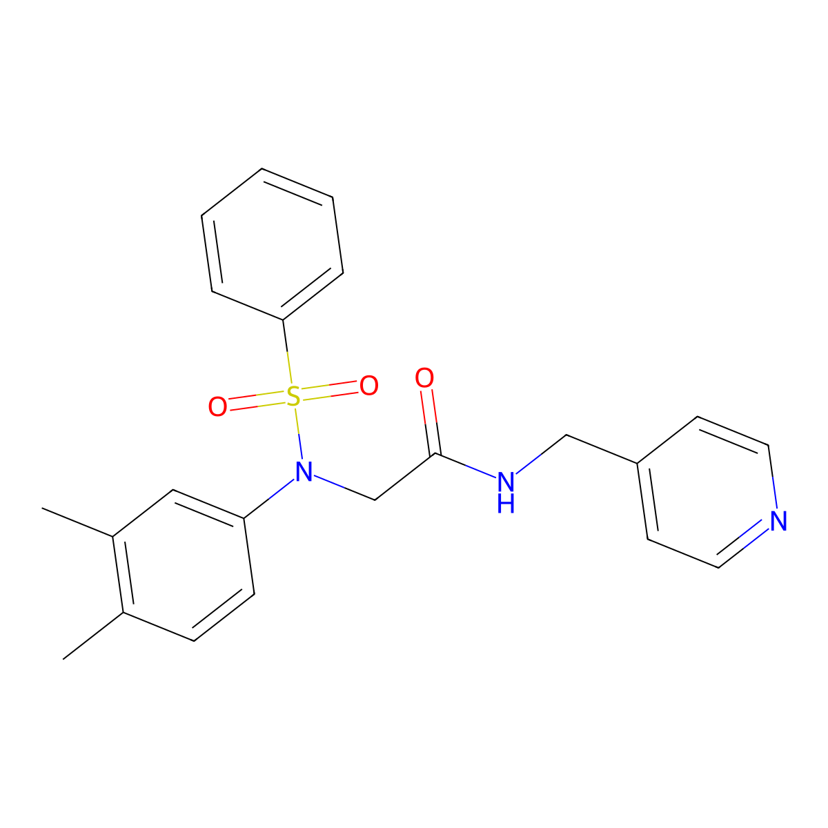 N~2~-(3,4-dimethylphenyl)-N~2~-(phenylsulfonyl)-N-(pyridin-4-ylmethyl)glycinamide molecular structure, CAS 6073-79-6