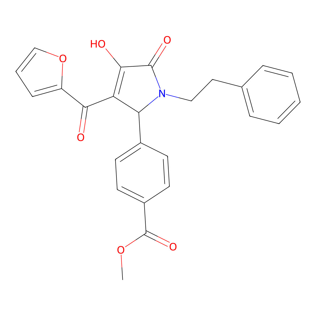 methyl 4-[3-(furan-2-carbonyl)-4-hydroxy-5-oxo-1-(2-phenylethyl)-2,5-dihydro-1H-pyrrol-2-yl]benzoate molecular structure, CAS 607336-52-7