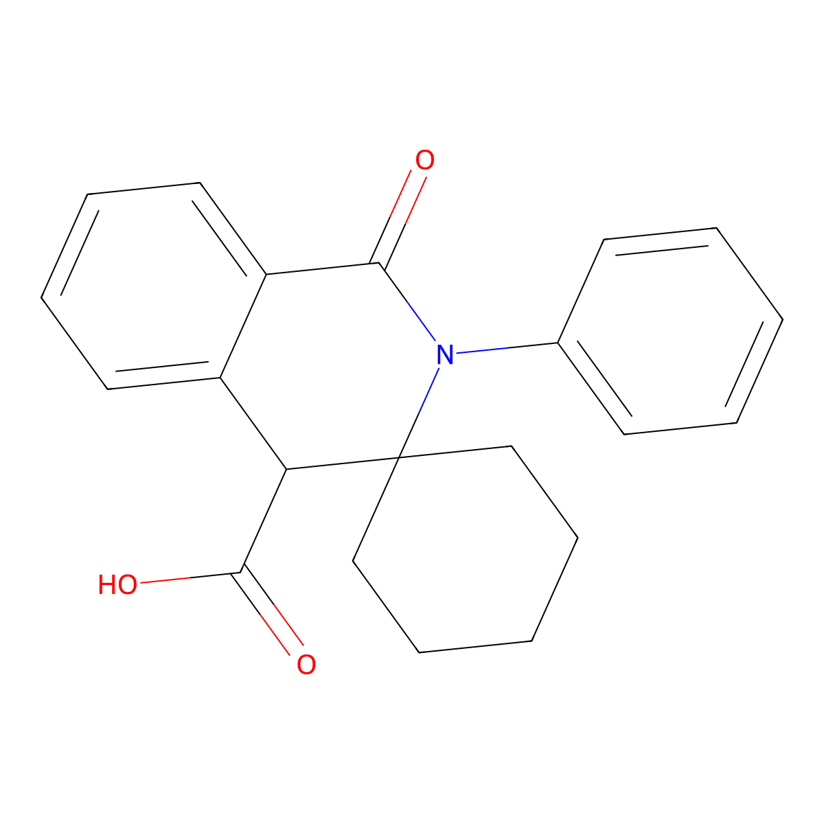 1'-oxo-2'-phenyl-1',4'-dihydro-2'H-spiro[cyclohexane-1,3'-isoquinoline]-4'-carboxylic acid molecular structure, CAS 60734-37-4