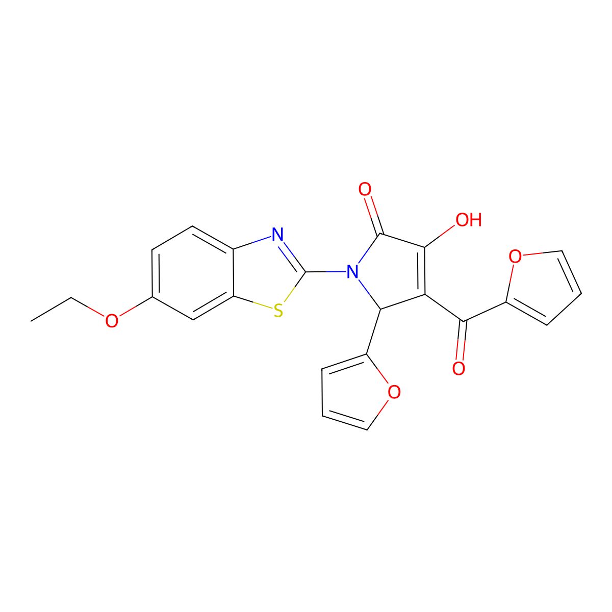 1-(6-Ethoxy-benzothiazol-2-yl)-4-(furan-2-carbonyl)-5-furan-2-yl-3-hydroxy-1,5-dihydro-pyrrol-2-one molecular structure, CAS 607342-76-7