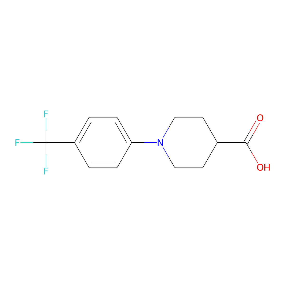 1-(4-Trifluoromethylphenyl)piperidine-4-carboxylic acid molecular structure, CAS 607354-69-8