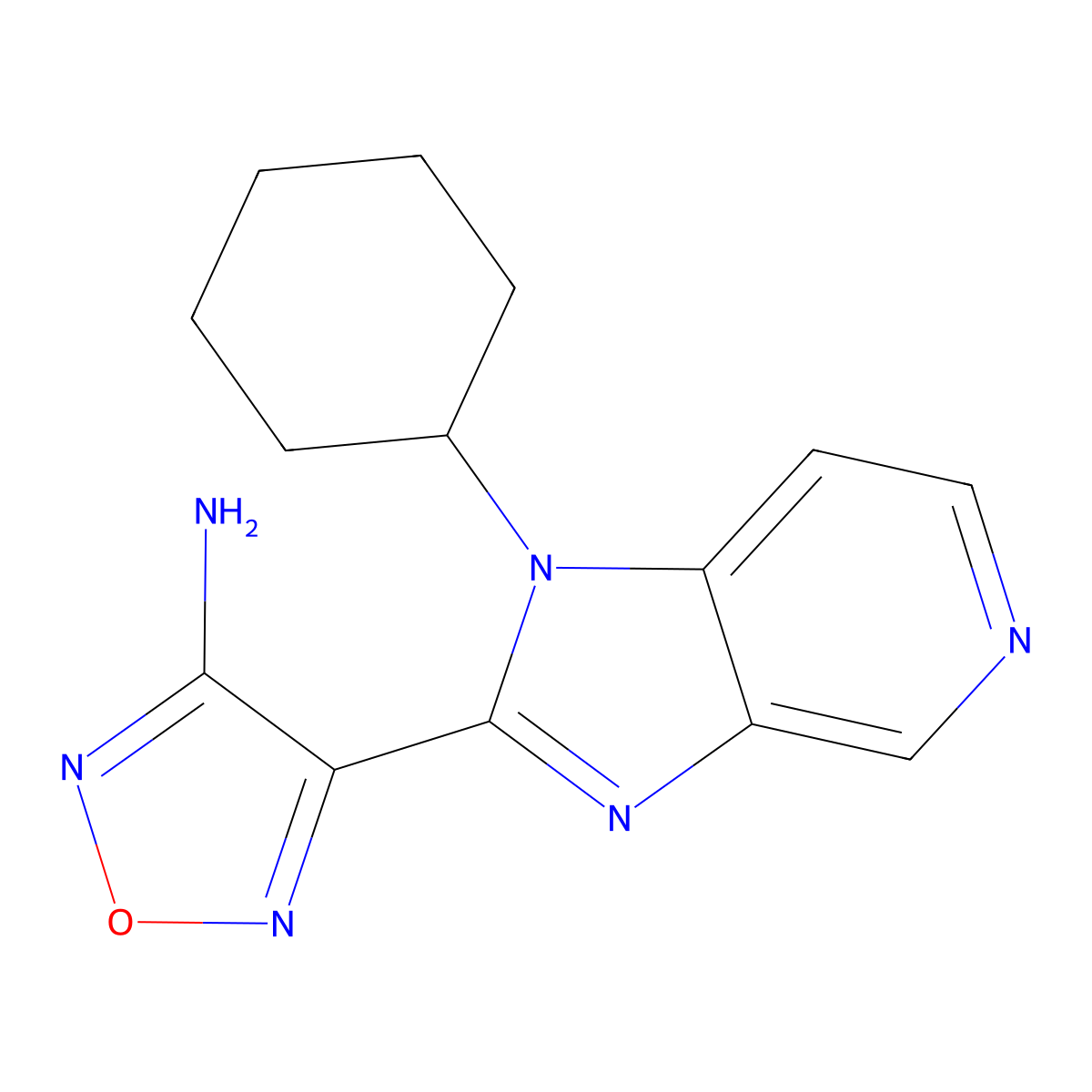 4-(1-cyclohexyl-1H-imidazo[4,5-c]pyridin-2-yl)-1,2,5-oxadiazol-3-amine molecular structure, CAS 607368-97-8