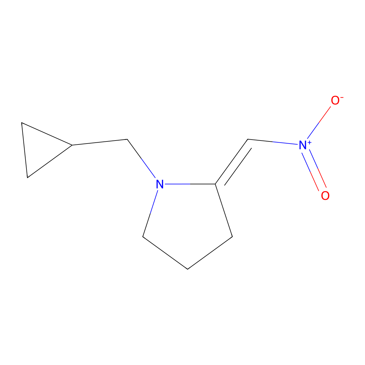 1-(Cyclopropylmethyl)-2-(nitromethylene)pyrrolidine molecular structure, CAS 60737-54-4