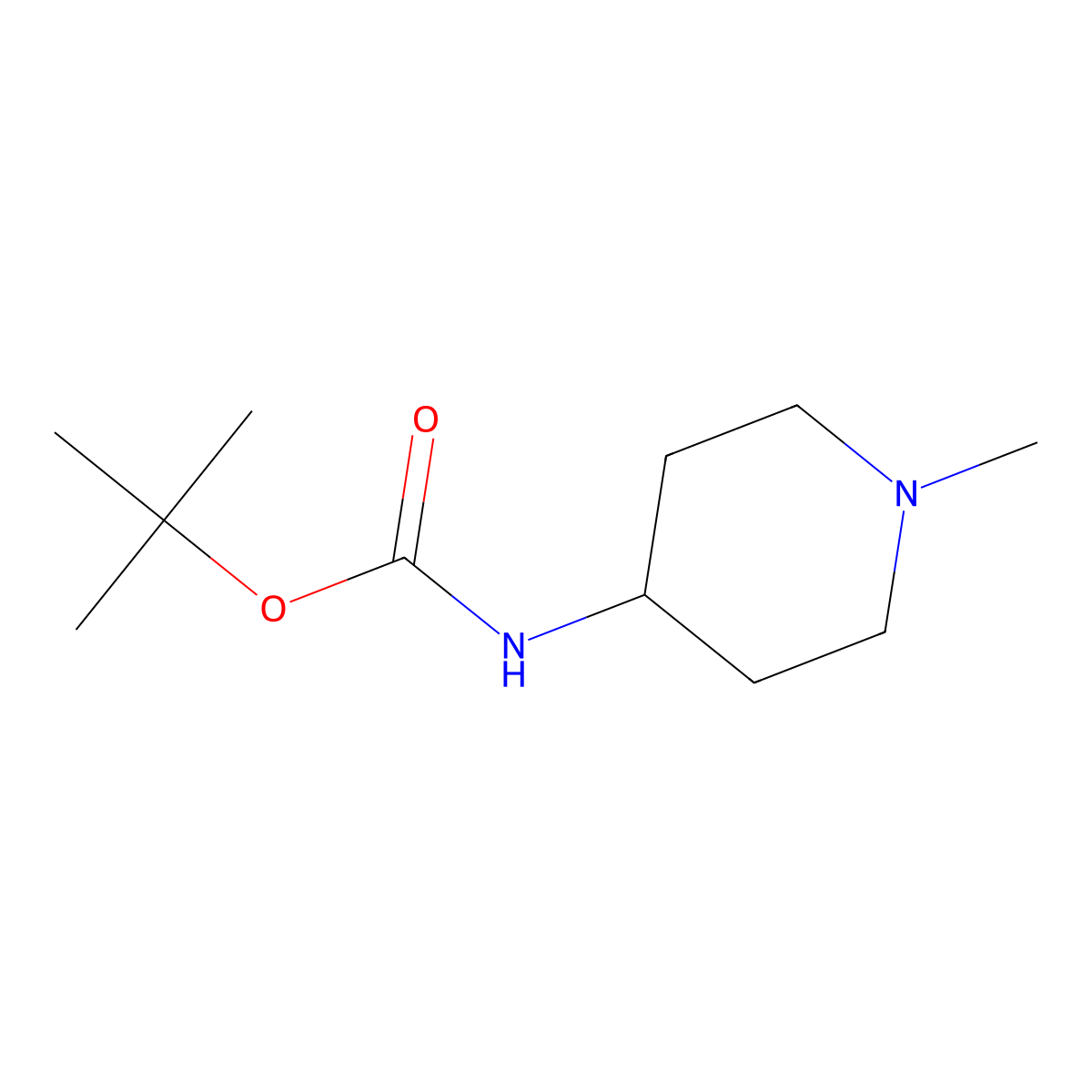 tert-butyl N-(1-methylpiperidin-4-yl)carbamate molecular structure, CAS 607372-93-0