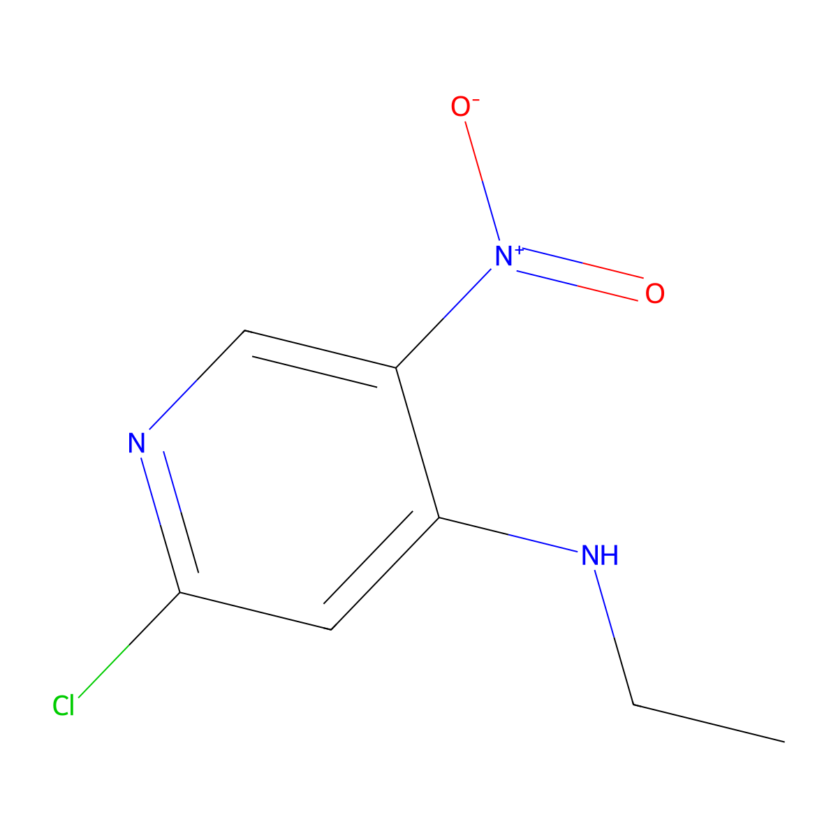2-chloro-N-ethyl-5-nitropyridin-4-amine molecular structure, CAS 607373-89-7