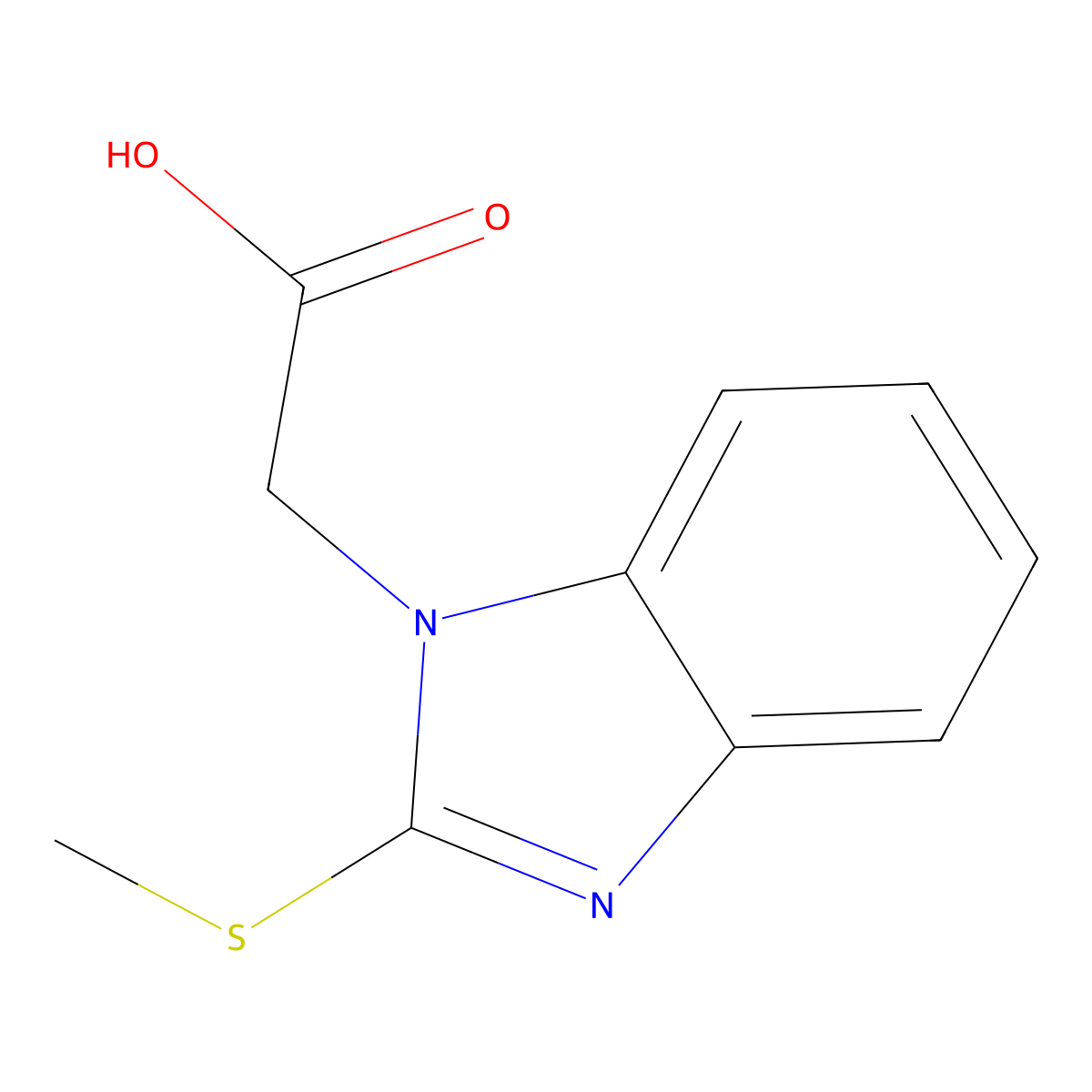 [2-(Methylthio)-1H-benzimidazol-1-yl]acetic acid molecular structure, CAS 60738-38-7
