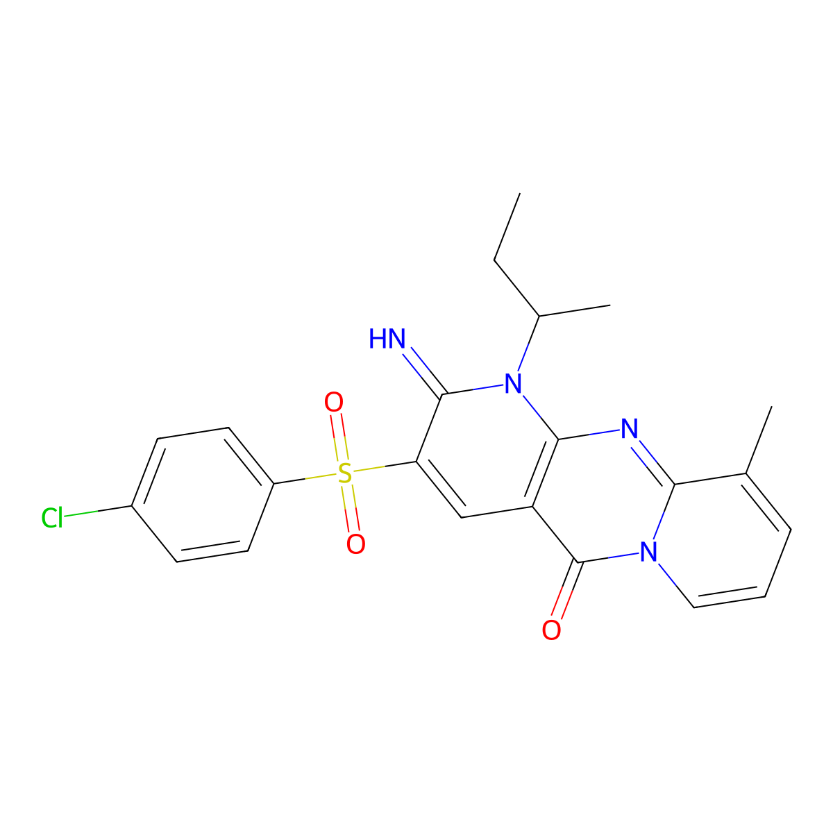 1-sec-butyl-3-[(4-chlorophenyl)sulfonyl]-2-imino-10-methyl-1,2-dihydro-5H-dipyrido[1,2-a:2,3-d]pyrimidin-5-one molecular structure, CAS 607383-25-5