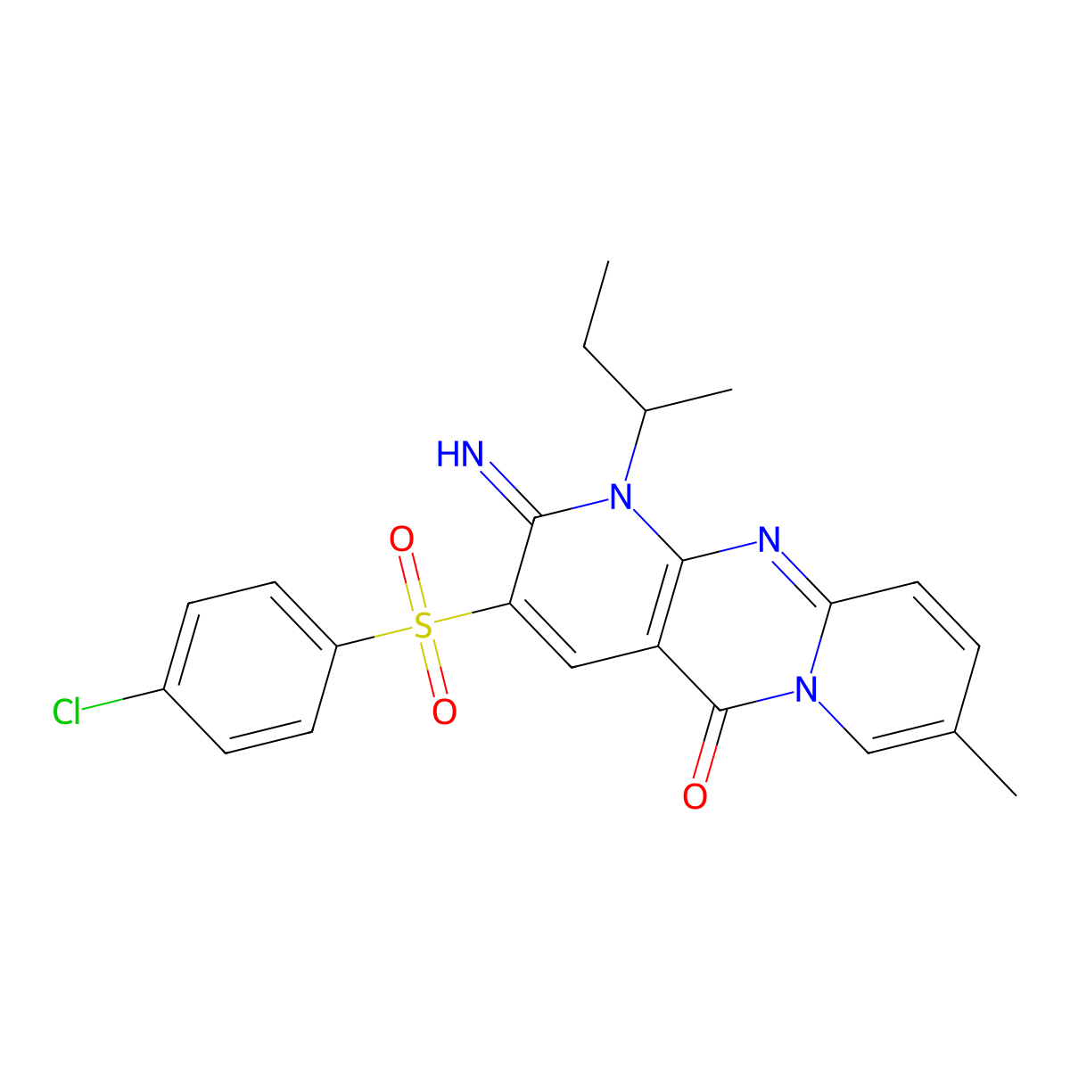 1-sec-butyl-3-[(4-chlorophenyl)sulfonyl]-2-imino-8-methyl-1,2-dihydro-5H-dipyrido[1,2-a:2',3'-d]pyrimidin-5-one molecular structure, CAS 607383-36-8