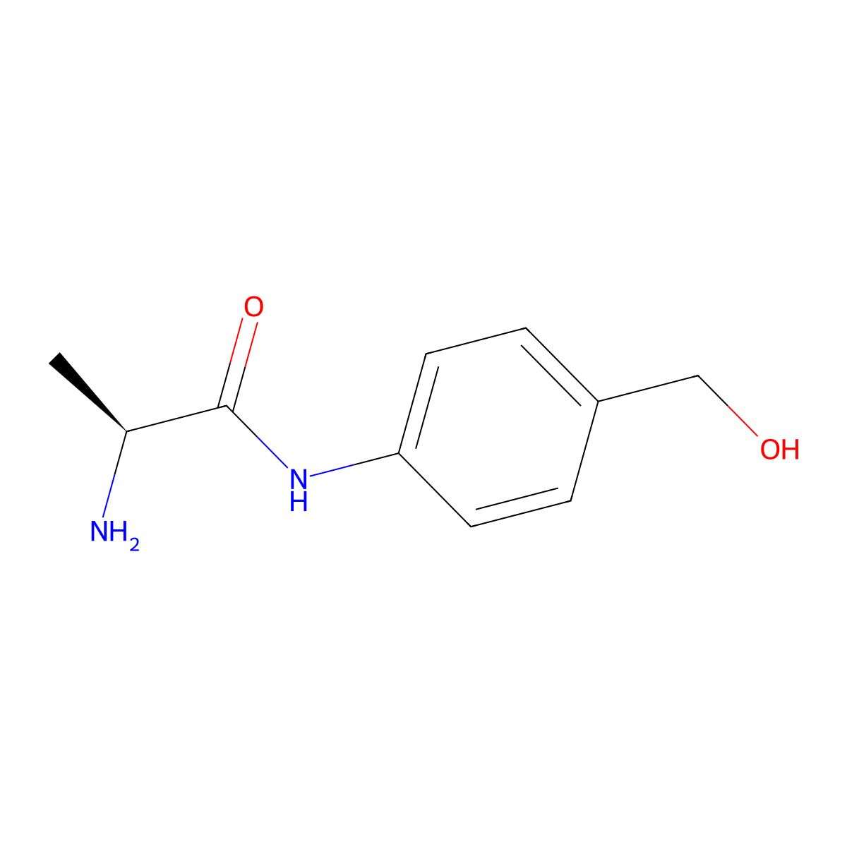 (S)-2-amino-N-(4-(hydroxymethyl)phenyl)propanamide molecular structure, CAS 607383-80-2