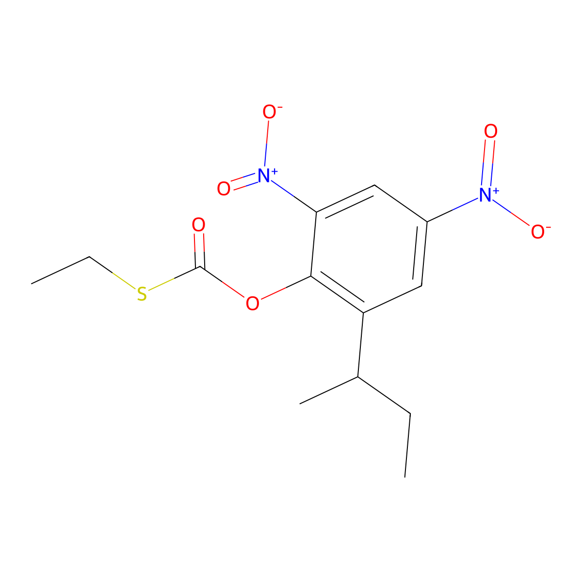 Carbonic acid, thio-, O-(2-sec-butyl-4,6-dinitrophenyl) S-ethyl ester molecular structure, CAS 6074-15-3